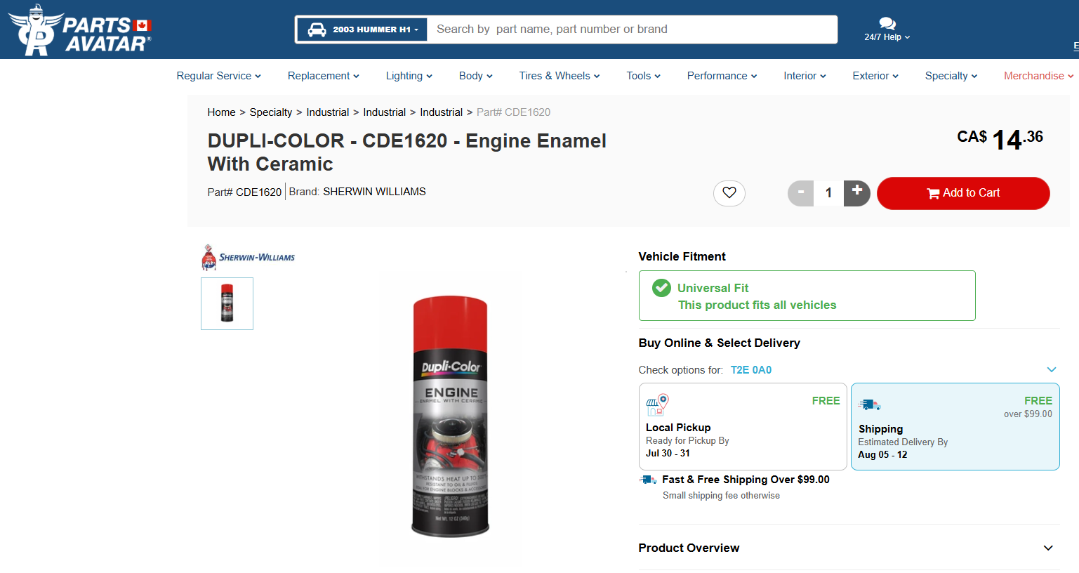 Sherwin Williams Dupli-Color Engine Enamel with Ceramic CDE1620 (Chevrolet/Chrysler Orange, 340g)