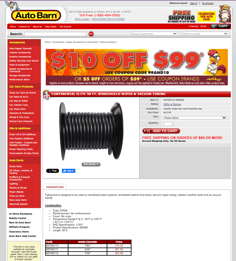 Continental Elite Hose Merchandiser (Fuel/Heater Hose Tubing Cabinet, Model 65080) – comes with some tubing!