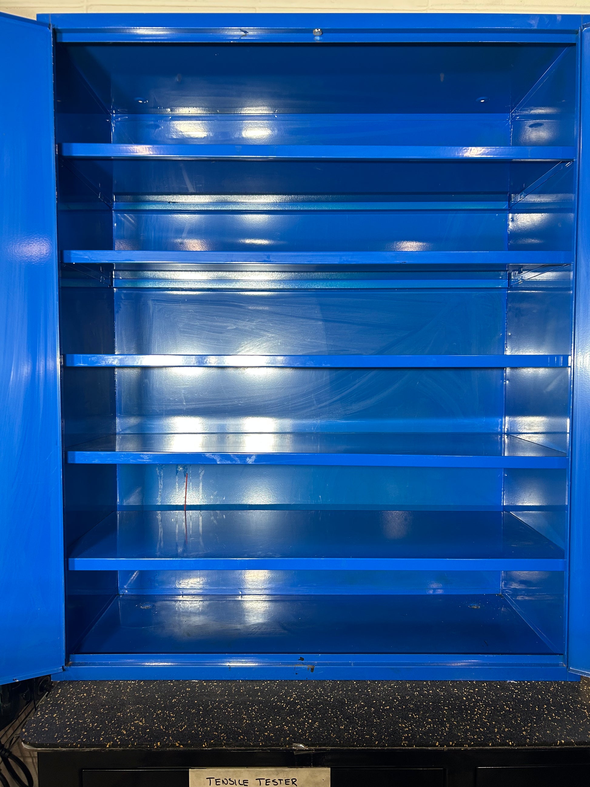 Wall Mounted Metal Storage Cabinet (Blue, 5 Adjustable Shelves, 32”W x 13.75”D x 39”H)