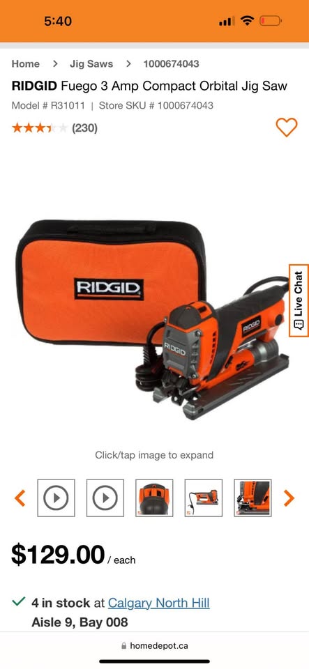 RIDGID Fuego Compact Orbital Jig Saw