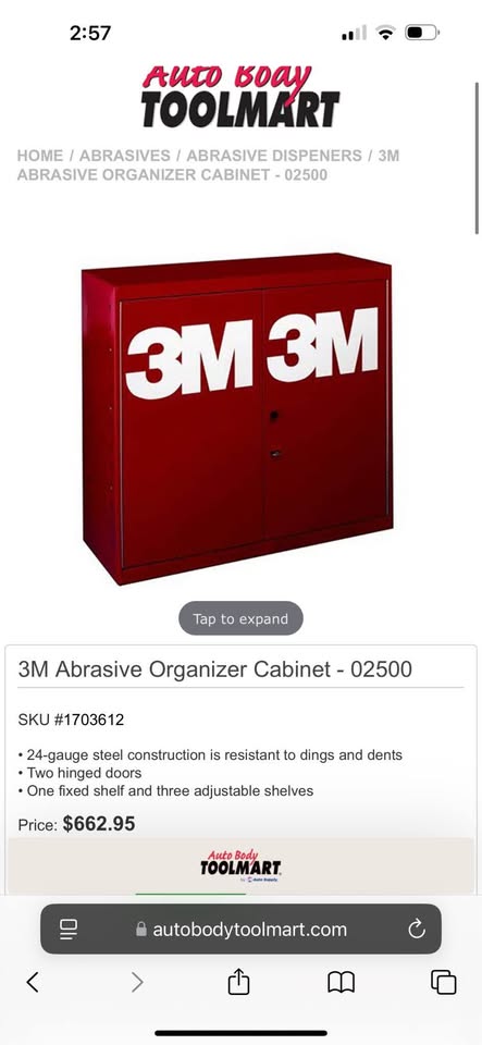 3M Wall Mounted Storage Cabinet 33” Abrasives Organizer