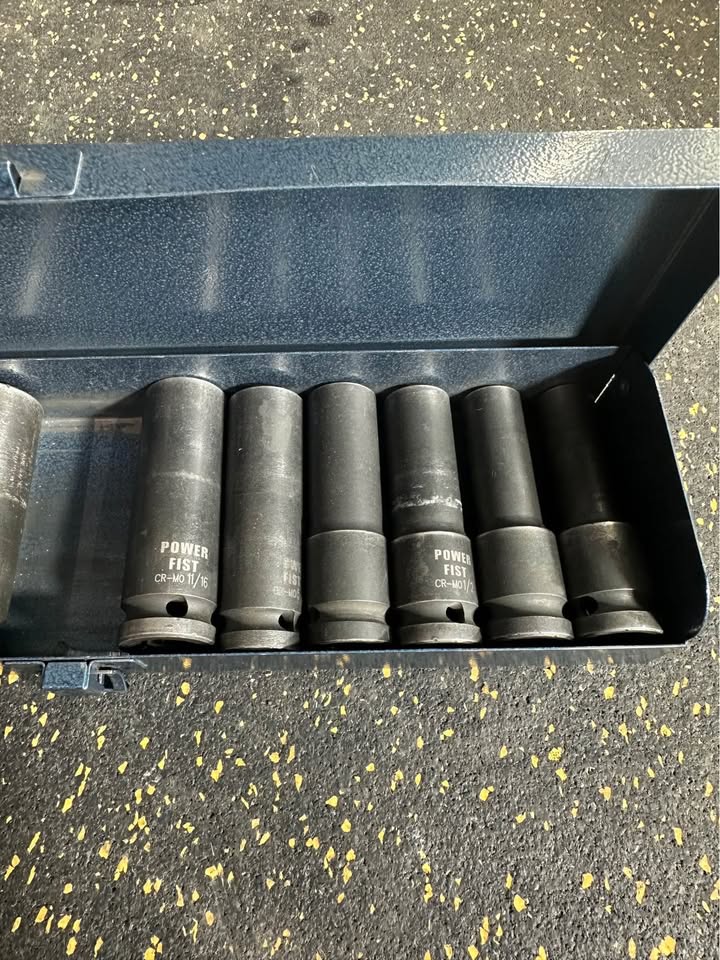 Powerfist 1/2” CR-MO Impact Deep Socket Set (3/8” to 1”) for Heavy-Duty Fastening