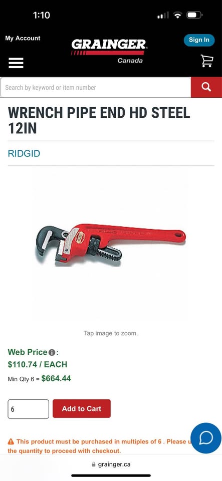 RIDGID 31065 12" End Pipe Wrench