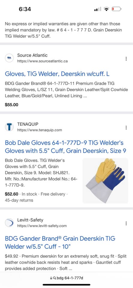 Gander Brand Grain Deerskin TIG Welder Gloves