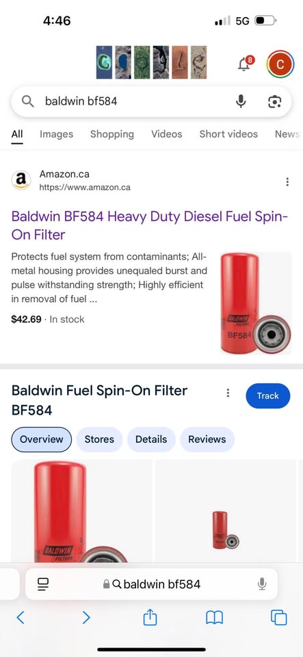 Baldwin BF584 Heavy Duty Diesel Fuel Spin-On Filter for Construction Equipment