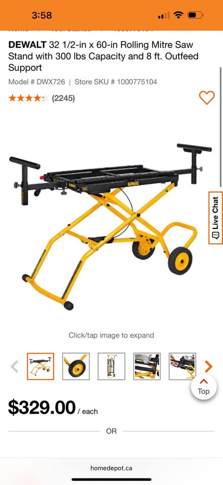 DeWalt 10" Double Bevel Sliding Compound Miter Saw with Wheel Stand