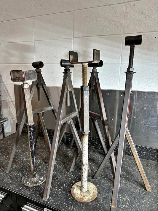 Set of 6 Adjustable Shop Pipe and Material Stands