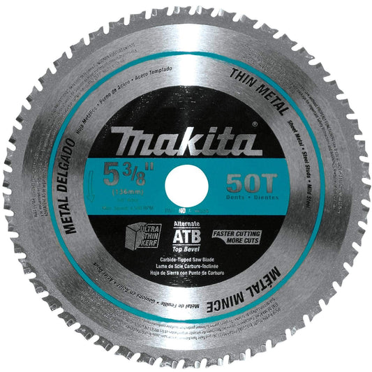Makita 5-3/8" 50T Carbide-Tipped Saw Blade Ferrous Metal Thin Gauge