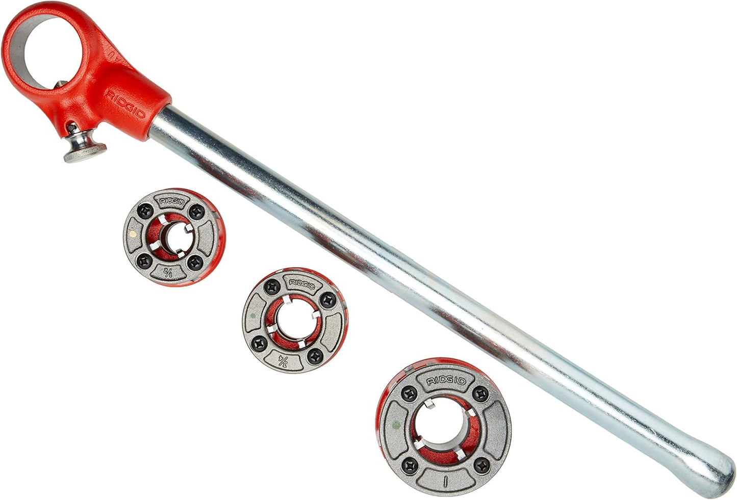 RIDGID 12-R Exposed Ratchet Threader Set with 3 Dies (3/4”, 1 1/4”, 1 1/2”)
