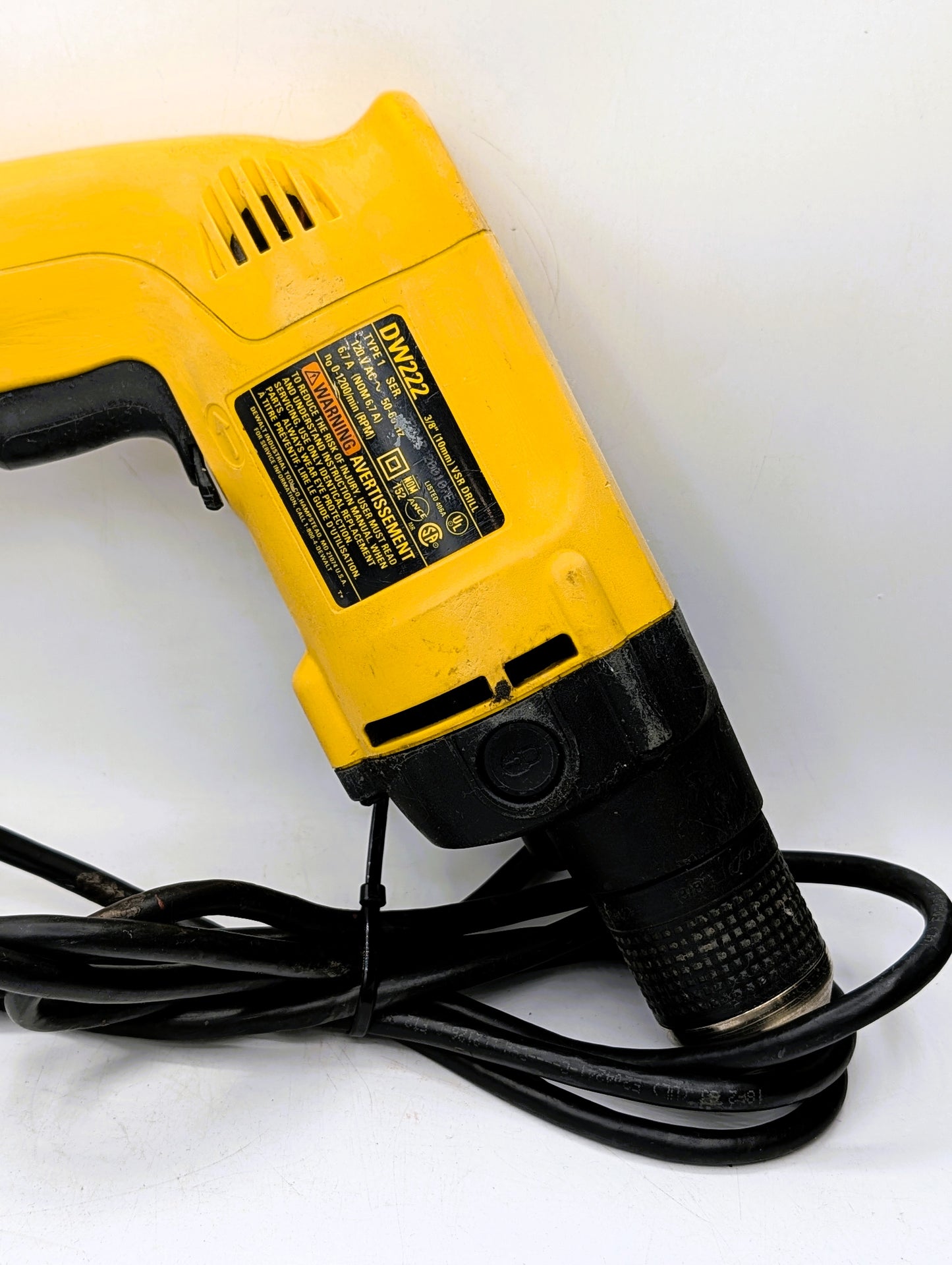 DEWALT DW222 3/8" 6.7A VSR Corded Drill w/ Keyless Chuck