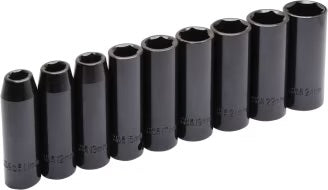 Powerfist 1/2” CR-MO Impact Deep Socket Set (3/8” to 1”) for Heavy-Duty Fastening