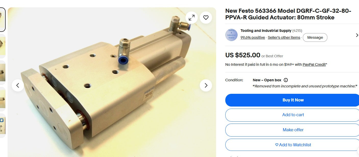 Festo DGRF Clean Design Guided Pneumatic Cylinder (32mm Bore x 80mm Stroke)