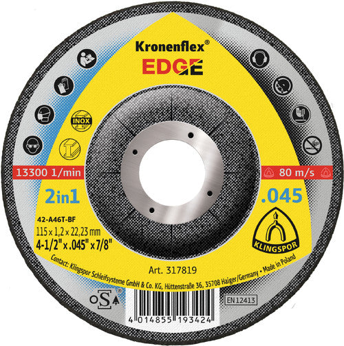 Klingspor Kronenflex Edge 0.045” Cut Off Wheels (Box of 34)