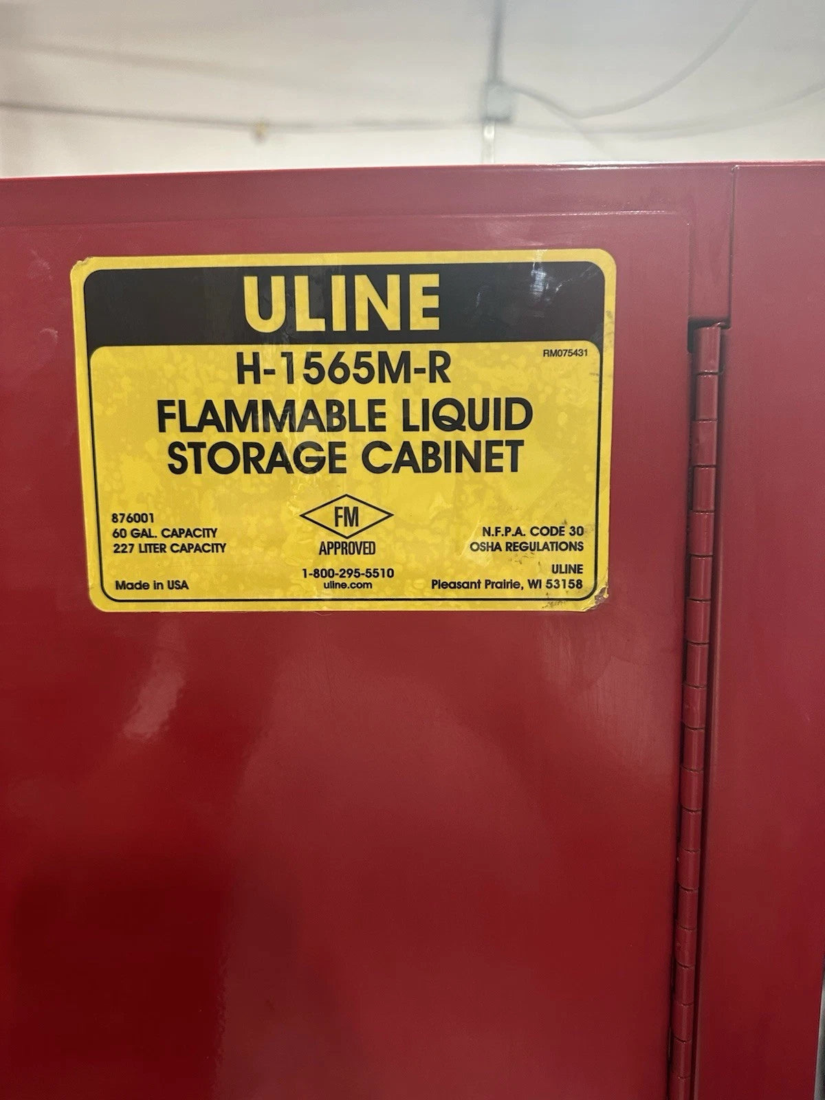 Uline H-1565M-R Flammable Liquids Cabinet Chemical Storage